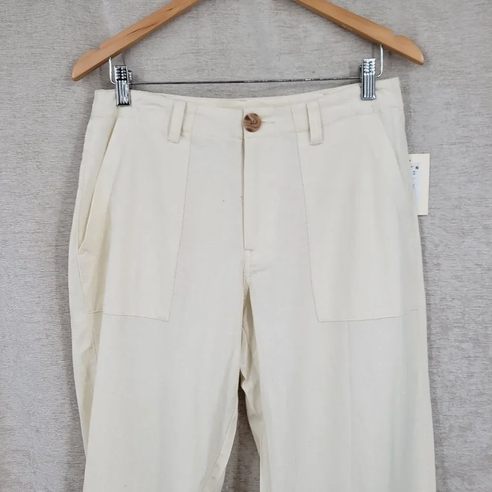Nurture by Westbound Linen Blend Utility Side Pocket Cropped Wide Leg Ankle Pant